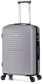 FLYMAX Valises à 4 roulettes Grandes, Moyennes & de Cabine Super Légères avec Coque Rigide et Rotation ABS pour Voyage, Argenté., 45x36x20 Carry on, Valise