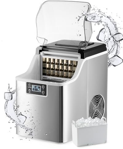 Wilprep Macchina Ghiaccio 22kg/24 Ore Fabbricatore Ghiaccio 24 Cubetti in 11-20 Minuti con Serbatoio 3.2L Macchina per Ghiaccio con Autopulente LCD Pannello per Casa Ufficio Bar Ristorante
