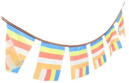 TOYANDONA Drapeaux De Prière Bouddhistes Cinq Couleurs De Soie Bannière Suspendue Pour Temple Décoration Extérieure Spirituelle