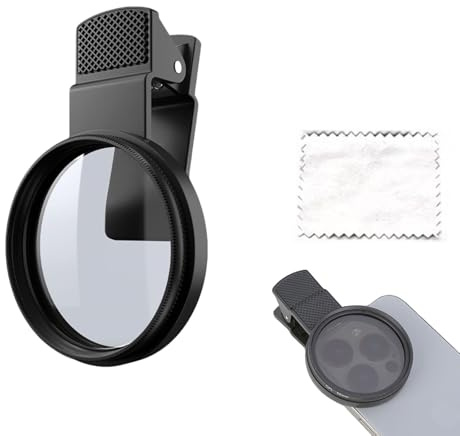 Eruceky Filtro CPL para Teléfono Móvil Lente, CPL Filtro Polarizador Universal, para Teléfonos Móviles de Teléfono con Clip Roscado para iPhone, Samsung