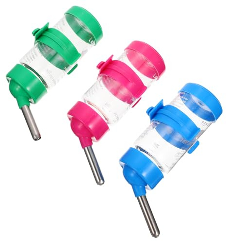 JOINPAYA 3pcs Hamster Water Bottles 80ml Automatic Hanging Waterers Household Chinchilla Bottle Small Pet Drinking Feeder for Rabbits and Hamsters Random Color