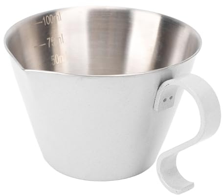 Tazze espresso in acciaio inossidabile, cucciolo di misurazione a doppia scala da 100 ml a V Coppa misurazione dell espresso di distribuzione per casa