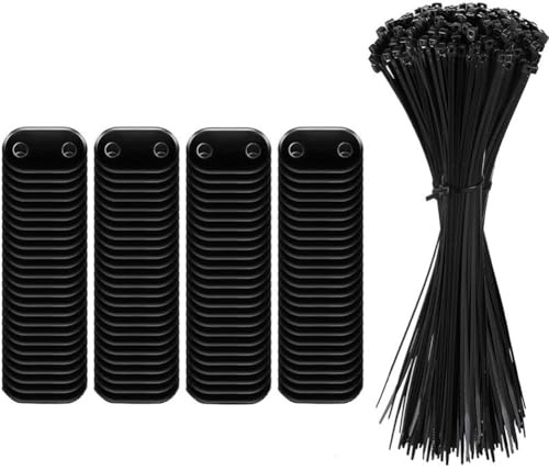 FACAIIO Mounting Set for Privacy Screen - Weatherproof PVC Clips with Cable Ties, 33 x 17 x 4mm, Black, 50 or 100 Piece Kit for Garden Fence Reed Mat Balcony Railing