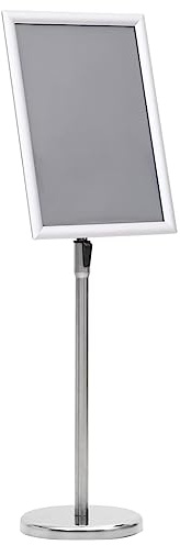 CIOURSTO Justerbart Affischställ för Piedestal, Ram i Aluminiumlegering och PVC-film, Vridbart Bildskärmsställ med Snäppöppningsram för Restaurang, Lobby eller Kontor (A3)