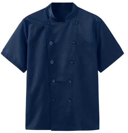 Blouse Cuisine Homme Unisexe Professionnel avec Boutons Coupe Ajustée Manches Longues/À Manches Courtes Vêtement Blouse De Chef Veste De Cuisinier Couleur Unie Travail Respirant Barmen Serveur