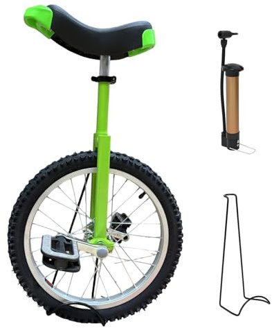 Nisorpa Unicycle 20 inch Single Wheel Unicycle Adjustable Height One Wheel Bike Unicycles Skidproof Mountain Tire Balance Exercise Fun Bike Cycling, Ideal for Adults Children, Green