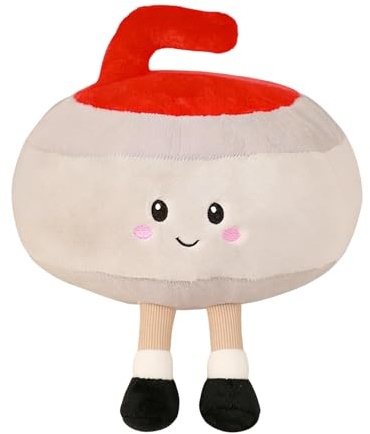 Generico Peluche curling da 11'' dei Giochi Olimpici Invernali, morbido cuscino in peluche per divano e seggiolino auto, cuscino corto in peluches a tema sportivo per regalo per bambini