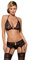 Selente Love & Fun Damen Dessous-Set aus BH, Strapsgürtel, Tanga & Satin-Augenbinde, Made in EU, in Geschenkbox, schwarz, Gr. S/M