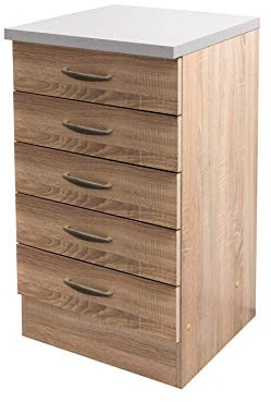 Flex-Well Küchenschrank HERNE - Auszugs-Unterschrank - 5 Schubladen - Breite 50 cm - Eiche Sonoma