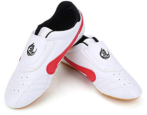 Keenso Taekwondo Schuhe, Unisex Sport Martial Arts Sneaker Protective Foot Gear Boxing Schuhe Atmungsaktiv Kung Fu Tai Chi Schuhe für Kinder Erwachsene(30) Shoes Weiß
