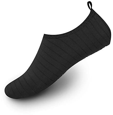 Vattenskor för kvinnor män snabbtorkande aqua yoga strumpor barfota slip-on för simning strand pool surfträning, Svart-8, 9-10 M US Women / 7.5-8.5 M US Men