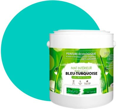 BOX DECO COULEURS Peinture murale naturelle écologique aspect mat intérieur Natura - 2,5L, Bleu Turquoise
