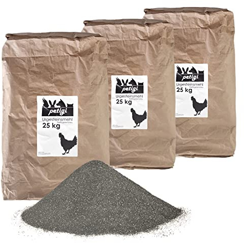 Petigi Polvere di Roccia Zeolite Zeolith Bagno di Polvere per Polli Diabase SelezionePollaio, Quantità:75 kg