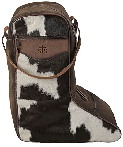 STS RANCHWEAR Cowhide Western Durable Versatile Leather Soft Zippered Boot Bag with Dual Handles and Pockets