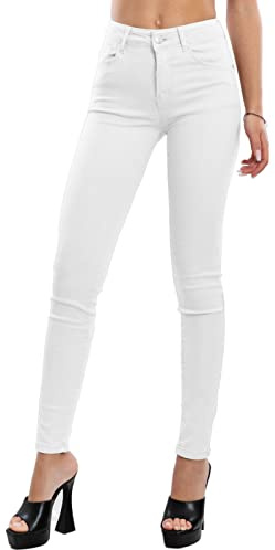 Toocool - Pantalones Skinny de Mujer, Vaqueros Elásticos Ajustados VI-8006, Color blanco., XL