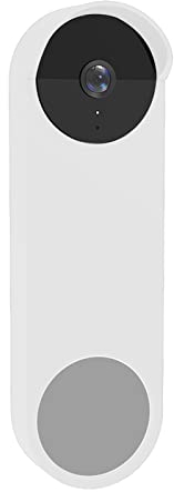 Silicone Doorbell Case Google Nest Hello Doorbell (Wired) 2022 Cover Weatherproof Protective Nest Doorbell Silicone Skin Case (White)