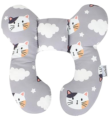 Cuscino da Viaggio per Bambini, Cuscino di Supporto per Testa e Collo per Neonati per Seggiolino Auto, Morbido Cuscino Protettivo per Dormire sul Poggiatesta per Bambini per Passeggino (Gatto)