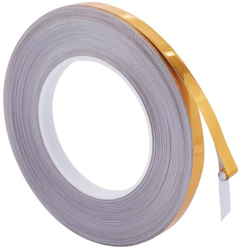 GORGECRAFT 50 x 10 mm guldmetallisk polyester mylar filmband, gyllene frise klistermärken, lister och väggbeslag, peel and stick-design, metallisk spegeleffekt finish för juldetaljer