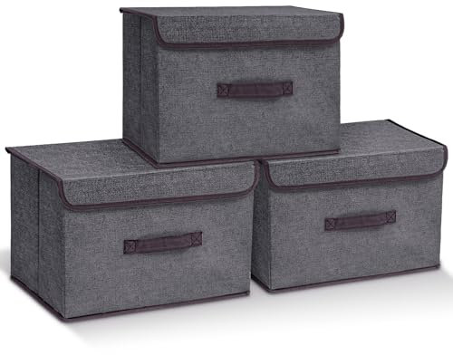 CALIYO Aufbewahrungsbox mit Deckel Stoff, Faltboxen, Stoffboxen, Einfache Aufbewahrung von Kleidung, Praktischer Box mit Deckel Stoff