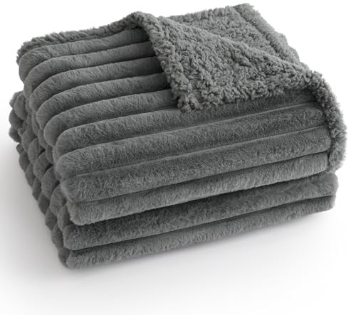 Bedsure Waterproof Dog Blanket Large - Dog Bed Blankets Washable for Large Dogs, Fluffy Pet Throw Blanket for Sofa Bed Protector, 102x127cm, Grey