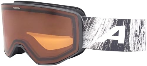 ALPINA Venet - Maschera da sci di alta qualità per uomo e donna, vestibilità ottimale, ideale per chi porta gli occhiali, Anti-Fog, circolazione dell’aria efficace, black-glacier matt