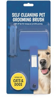 Dog Grooming Brush Pet Grooming Brush Cat Dog Deshedding Horses Rabbits Gentle & Effective Pet Tool Double Sided Dematting Comb Self Cleaning with Button Massage Clean Tangled Trimmer (1 Count)