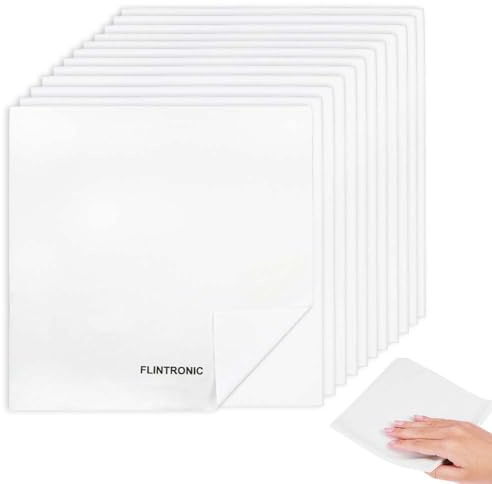 flintronic 12 PCS Lint Free Cloths for Oiling Wood, Reusable, Cleaning Cloths for Glass, Screen, Car and Dust Removal, 30x30cm
