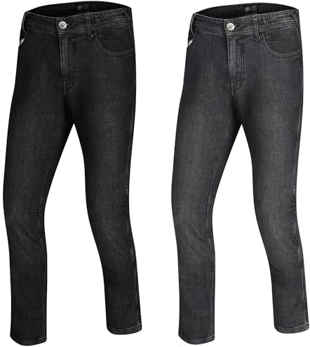 STORM Uomo Moto Biker Jeans Rinforzato Protezione Pantaloni Linning Includono Armature Motorcycle Pants Eagle Denim Jeans da Moto (IT, Numero, 48, Regular, Regular, Nero)