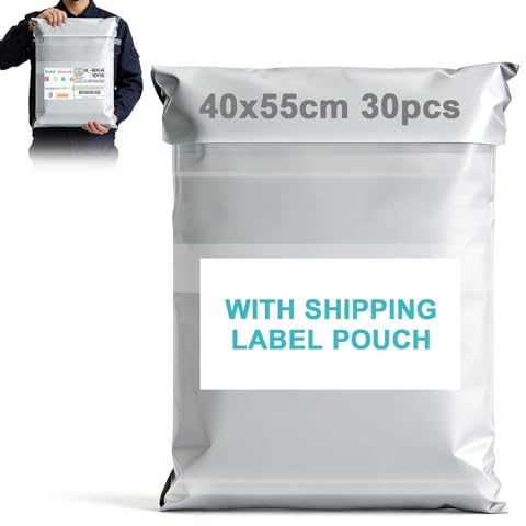 XRXYMQ 30 Pezzi Buste per Spedizioni Vinted 40x55 cm con Tasca Portadocumenti Sacchetti Postali Autoadesivi in Plastica per Vinted e Corrieri