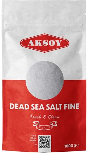 Aksoy Dead Sea Salt 1kg 100% Natural Fine Mineral Bath Salts Dead Sea Bath Salt for Soothing Baths, Skincare, Beauty & Relaxation