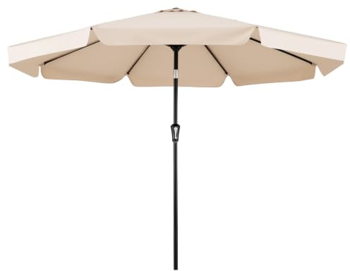 RELAX4LIFE 3M Parasol Inclinable à Volants pour Tarrasse Balcon Piscine (Beige)