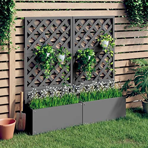 Yunovire Trädgård kruka planterare behållare med stöd för örter blommor suckulenter kaktusorkidéer bonsai utomhus inomhus balkong uteplats gård 2-pack grå 65 x 33 x 135 cm