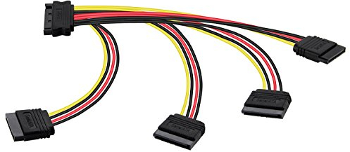 POPPSTAR 20cm SATA Stromkabel Adapter (vierfach) (Sata Kabel Stromadapter - 1x Stecker (m) auf 4x Buchse (w))