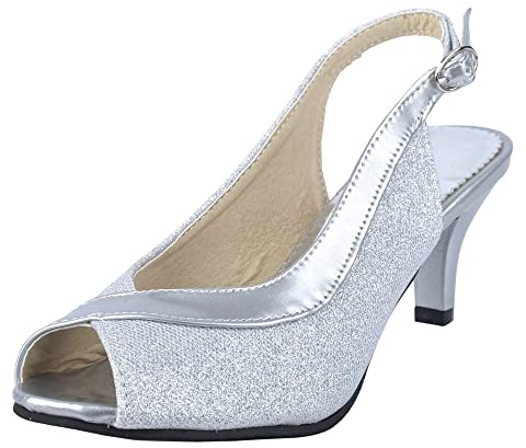 CUTEHEELS Sandals with Open Toe and Mid Heel Bling Court Shoes for Fashion Women