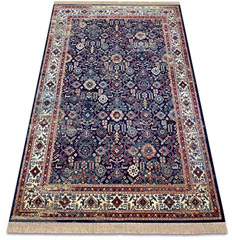 rugsx Traditioneller Teppich Windsor Orientteppich für Wohnzimmer, Schlafzimmer, mit Fransen, elegant, Dunkelblau/Elfenbein 200x300 cm