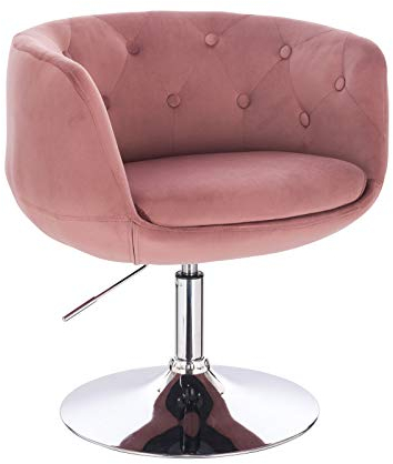 SVITA Panama Retro Loungestuhl Polsterstuhl Cocktailsessel Altrosa Samt-Optik Indoor Lounge Tellerfuß