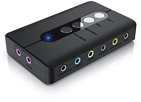 CSL - USB 7.1 Soundkarte extern - 7.1 Surround Sound – Stereo Audio Adapter - Lautstärkeregelung - Anschluss für Kopfhörer, Mikrofon - Mikrofonstummschaltung - für PC - Windows 10 11