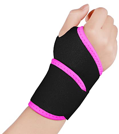 yeloumiss Handgelenk Bandagen 1 Paar Verstellbare Handgelenkstütze Karpaltunnel Bandage für Sportschutz Arthritis Tendinitis Schmerzlinderung, Einheitsgröße für linke oder rechte Hand (Rose Rot)