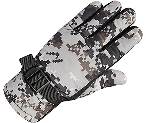 Kids Ski Gloves Waterproof Snowboard Mittens Thermal Cycling Gloves Winter Warm Fleece Lined Boys Girls Full Finger Mittens with Adjustable Cuffs for Outdoor Skating Sledding 8-12 Years Old