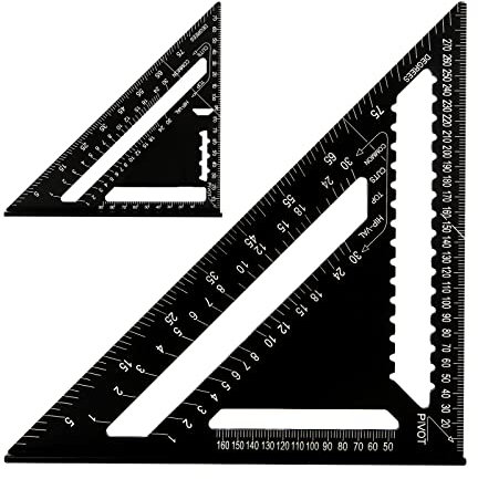 JMIATRY 2 Pcs Rafter Square Metric - 12 Inch & 7 Inch Speed Square, Aluminum Carpenters Triangle Ruler, Builders Framing Tool With Protractor for Roofing and Carpentry
