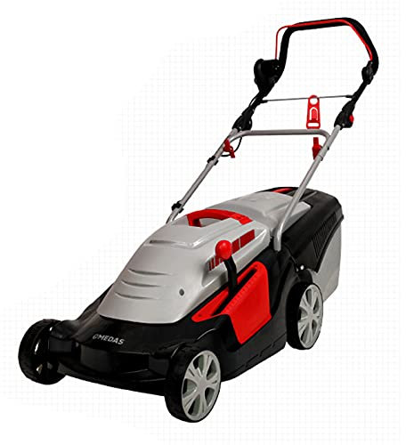 Tosaerba Elettrico con Cavo, Tosaerba a Spinta con Motore brushless, Sacco di Raccolta Erba da 43 Litri, Regolazione a 6 Posizioni, spazzatrice Portatile, Cavo 1600 W + 10 m