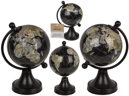 Deko-Globus, schwarz, aus Kunststoff, ca. 8 x 10 x 15,5 cm