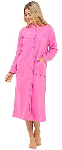 Undercover Ladies Button Front Soft Fleece Dressing Gown 4073 22/24,Pink
