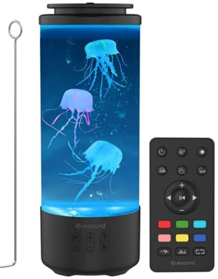 Quallen Lampe,7 Farbwechsel-Modi LED Kinder Aquarium Nachtlicht,Bluetooth-Lautsprecher StimmungslampeLampe mit 4 Lichtmodi Stimmungslicht für Zuhause Büro Deko,Geschenk für Erwachsene Kinder(Schwarz)