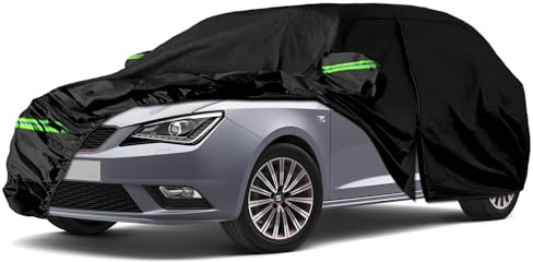 Funda de Coche Reemplazo para Seat Ibiza 2008-2024, Impermeable Negra Cubierta de Garaje Completa con Puerta con Cremallera para Nieve, Lluvia y Protección contra Todo Tipo de Clima