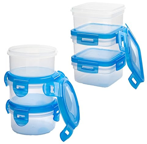HOMESHOPA 3 Pack Square & 3 Pack Round Plastic Food Storage Containers, Leak-Proof, Stackable & Airtight Fridge Containers with Clip Lock Lid, BPA Free, Microwave Freezer & Dishwasher Safe