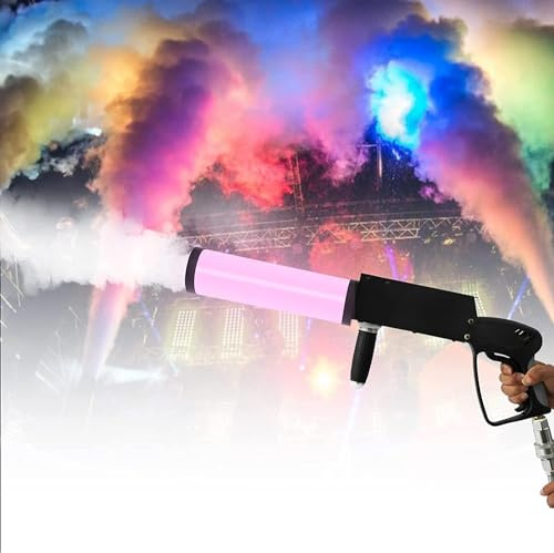 Máquina de niebla de CO2, pistola de niebla de mano, máquina de niebla de cañón con efecto de luces LED, nebulizador, pistola de humo con manguera de gas de 3 metros para fiesta de club nocturno,