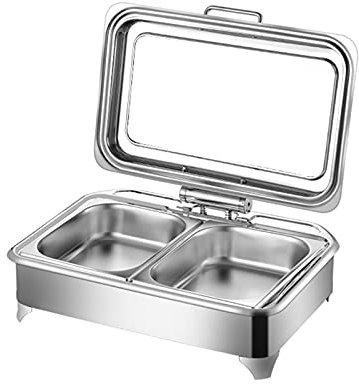 Matvärmare i rostfritt stål Disk Chafing Disk Set Warmer, Chafing Tallrik Buffé Matbehållare Set med lock För buffé Bankett Fest Matvärmande buffé och fest 400w