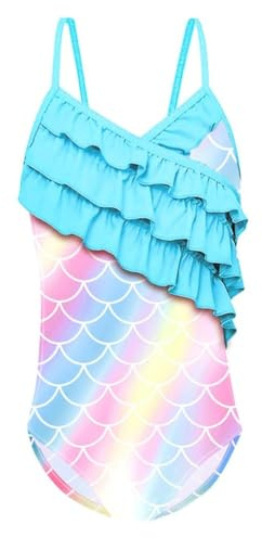 Lito Angels Maillot de Bain à Volants 1 Piece Sirene pour Enfant Filles Taille 5-6 Ans