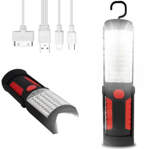 LED Arbeitsleuchte Taschenlampe, Ultra-Helle Werkstattlampe, Akku-Betrieben Inspektionslampe, Schwenkfunktion Magnetfußund Haken, ideal für Autoreparatur Werkstatt und Camping Werkzeug Licht